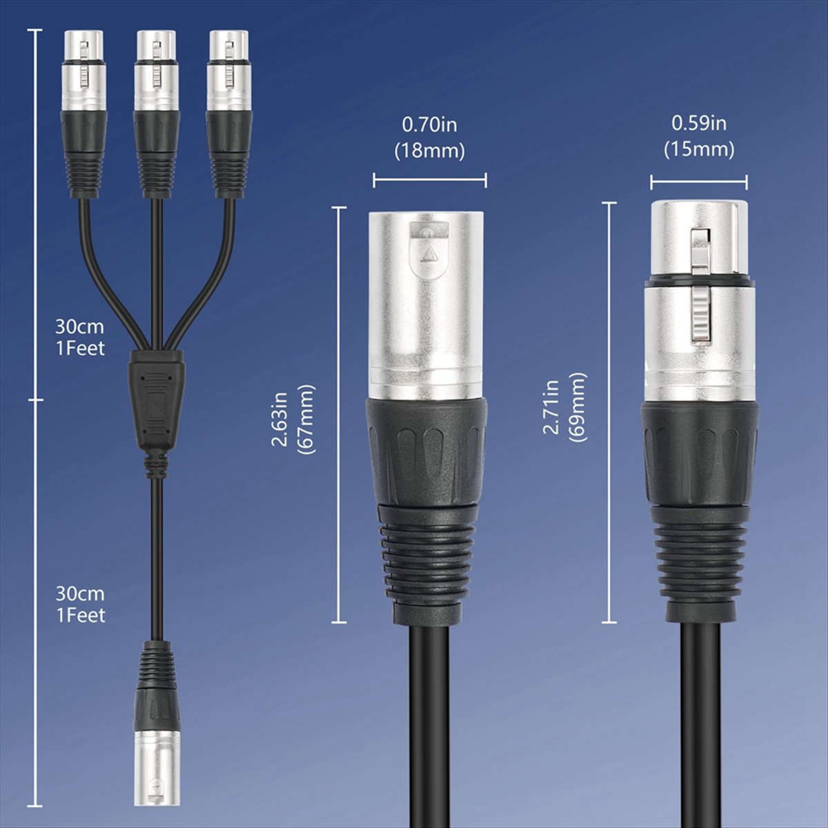 (PQWN) 3Pin XLR Male to 3 Fema - đánh giá và giá Audio Splitter Y