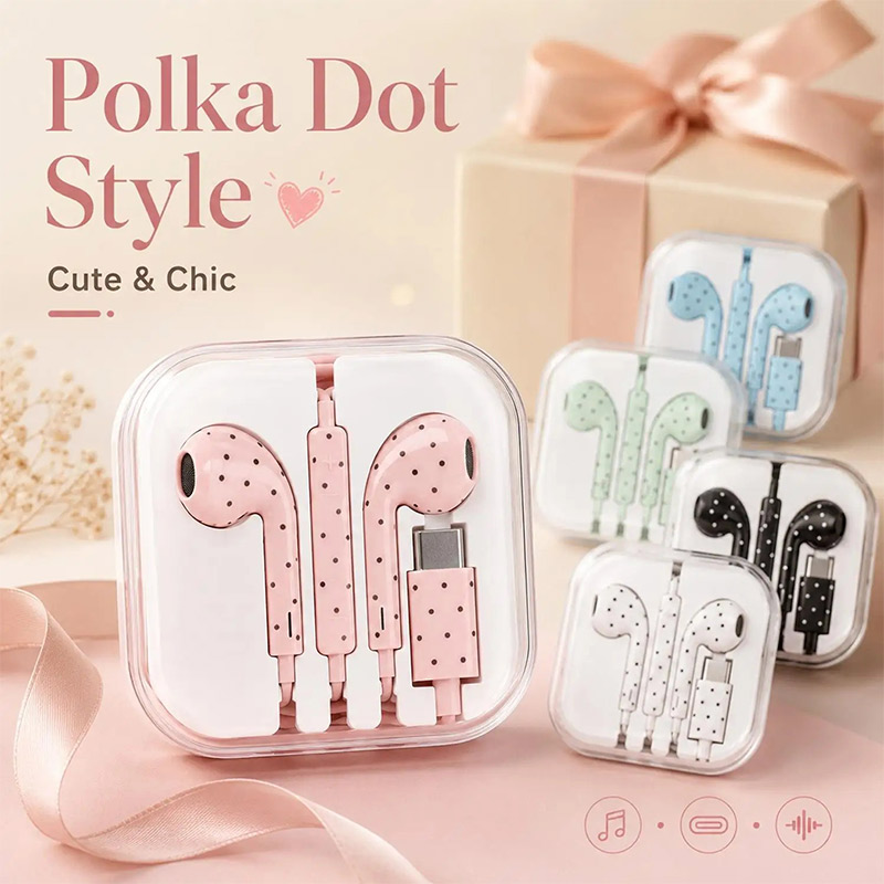 Cute Polka Dot Type‑c Wired Ea - đánh giá và giá Wired Earphone Mic