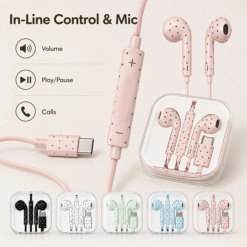 Cute Polka Dot Type‑c Wired Ea - đánh giá và giá Wired Earphone Mic