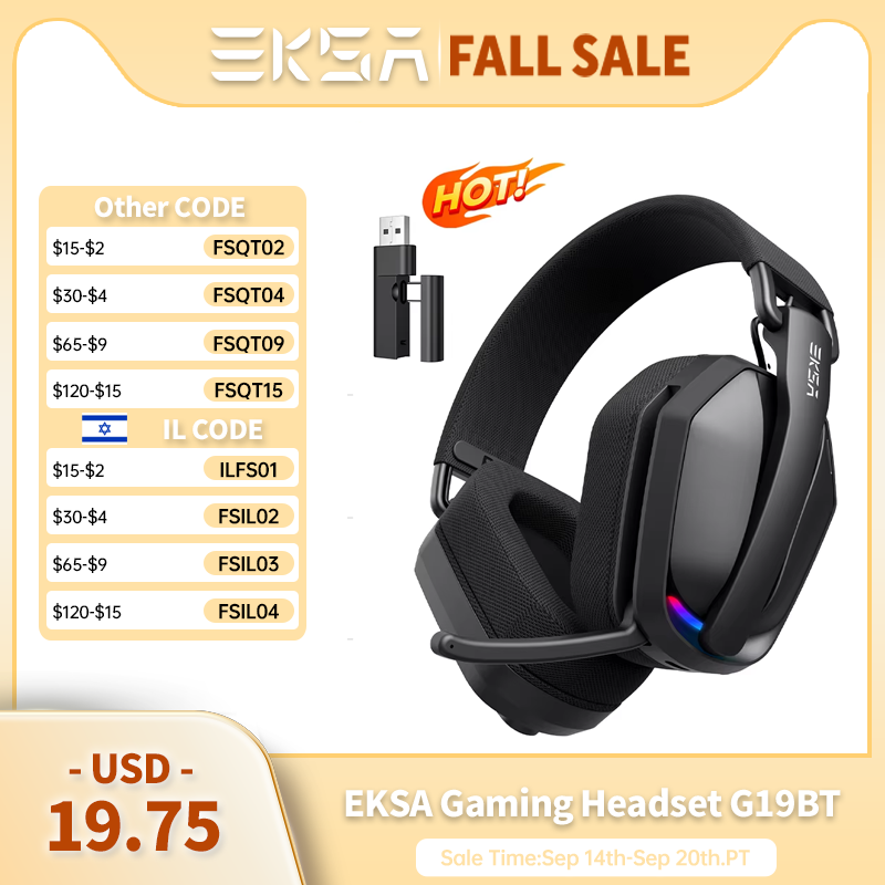 EKSA G19BT 2.4GHz Wireless Gam - đánh giá và giá Gaming Headset Rgb